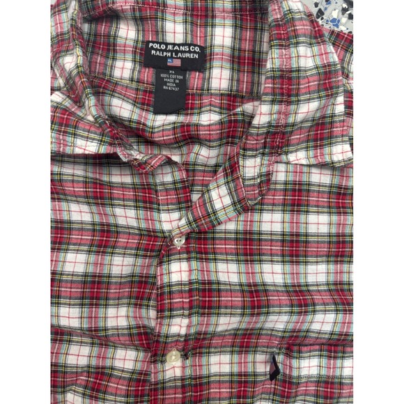 Polo Jeans Co. Ralph Lauren Plaid Short Sleeve Button Down Shirt Mens XL - Picture 2 of 3